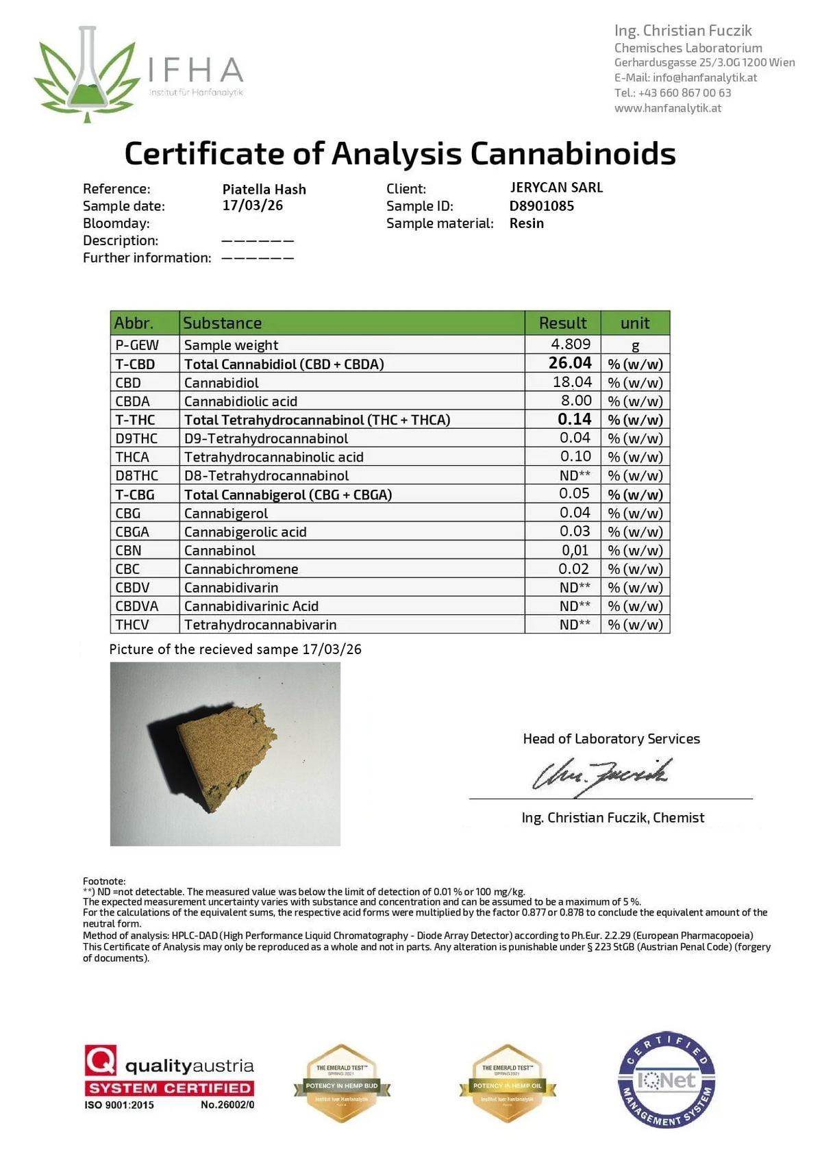 Piatella CBD+ Hash